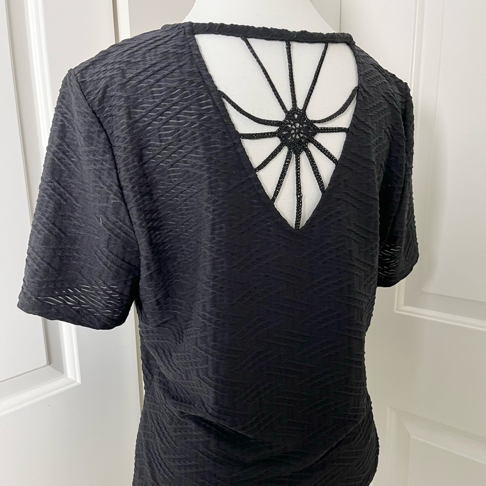 Vintage 90s Textured Blouse with Crochet Back Details